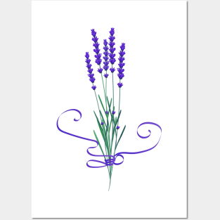 Lavender bouquet with ribbon Posters and Art